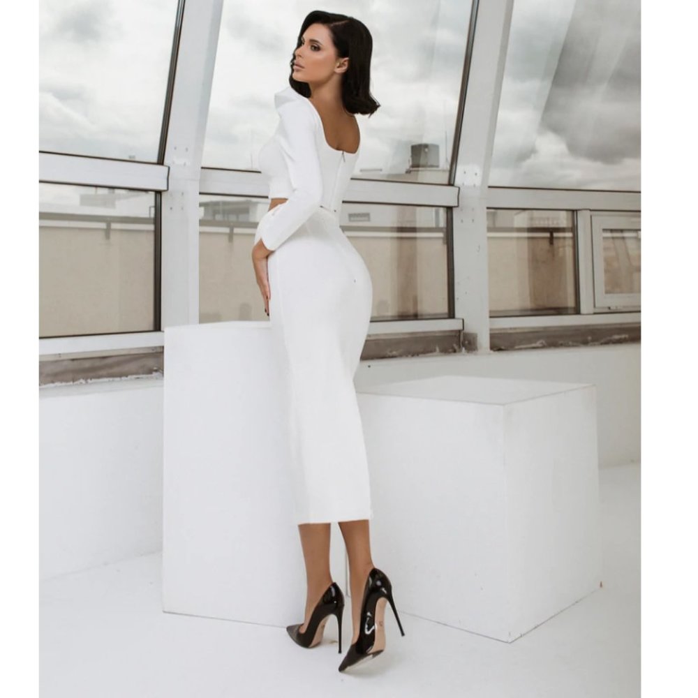 White Long Sleeve Top & Maxi Skirt 2-Piece Set